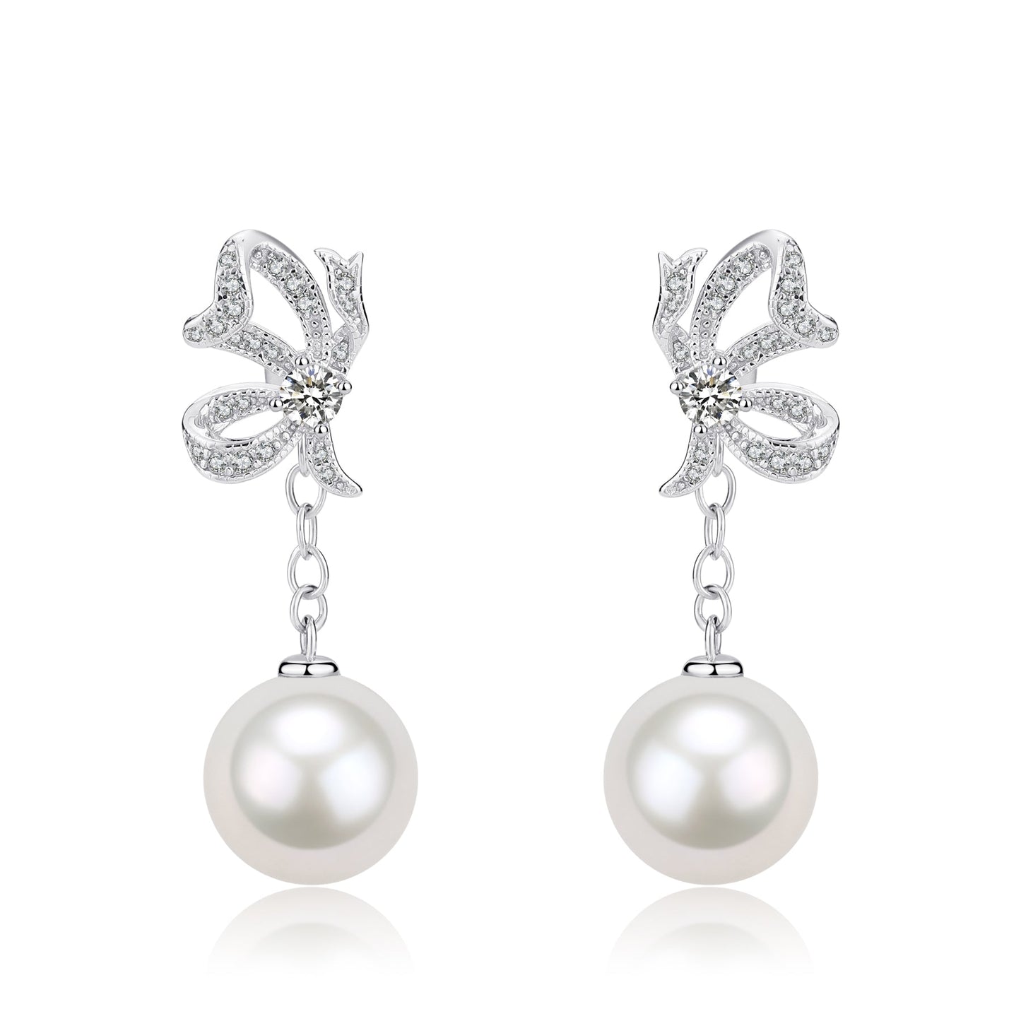 Detachable Butterfly Stud Earrings with Freshwater Pearls