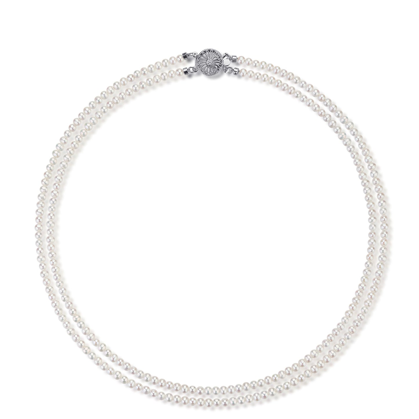 Dainty Dual Strand White Freshwater Pearl Necklace