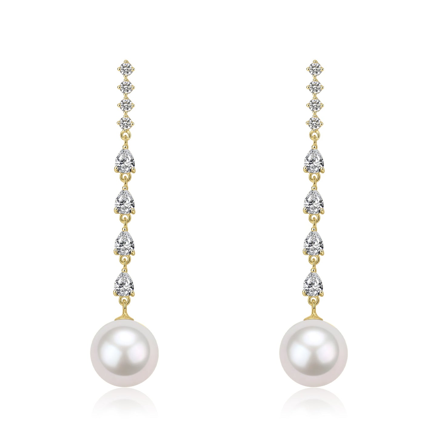 Long Freshwater Pearl Earrings with Sparkling Design