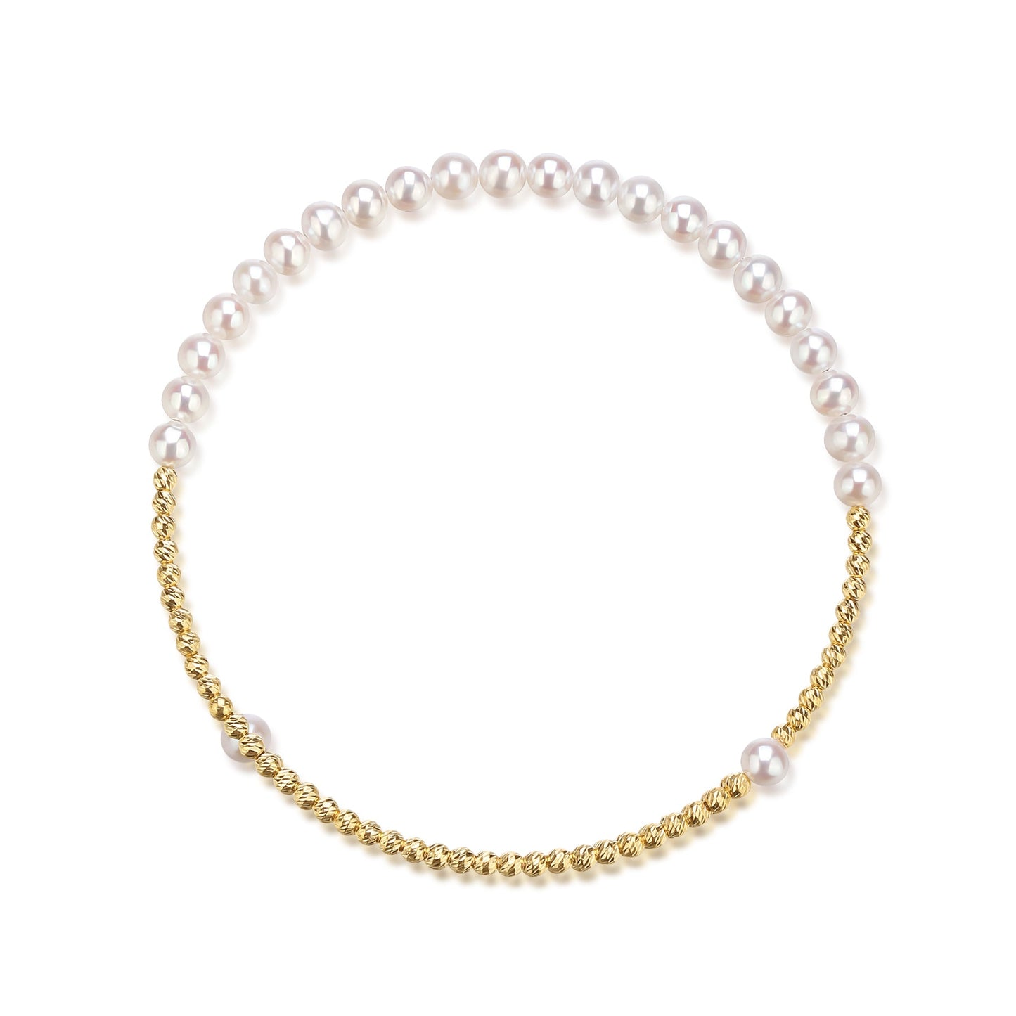 Freshwater Pearl Beaded Bracelet with Gold Accents