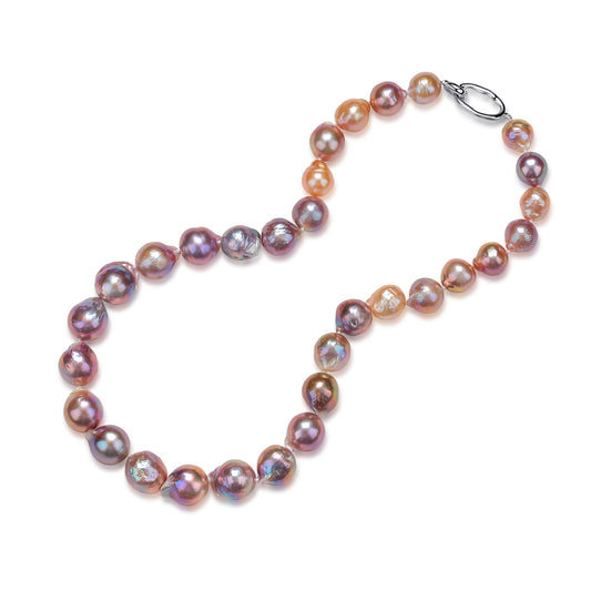 Baroque Pearl Necklace and Bracelet in Pink Purple