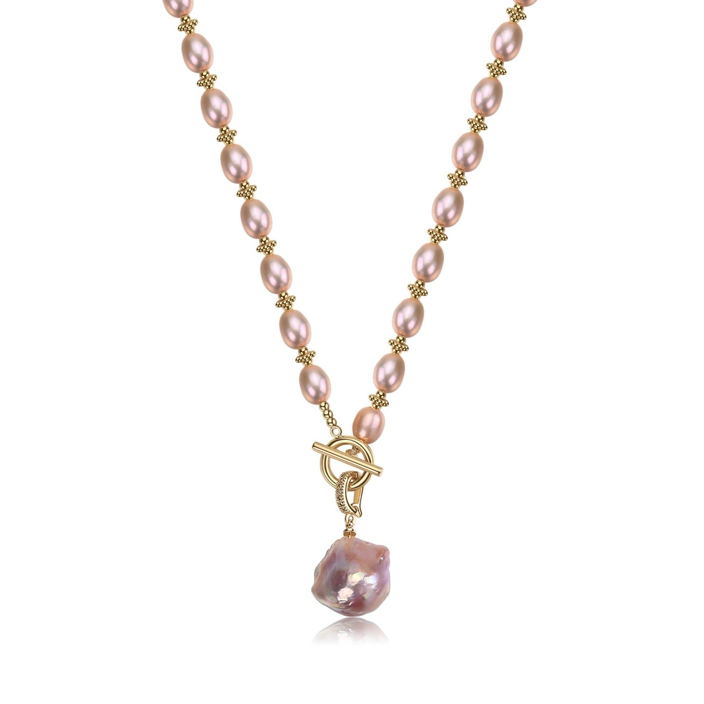 Purple Rice Pear Beads Baroque Pearl Necklace