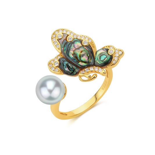 Mother of Pearl Butterfly Ring in Akoya Design