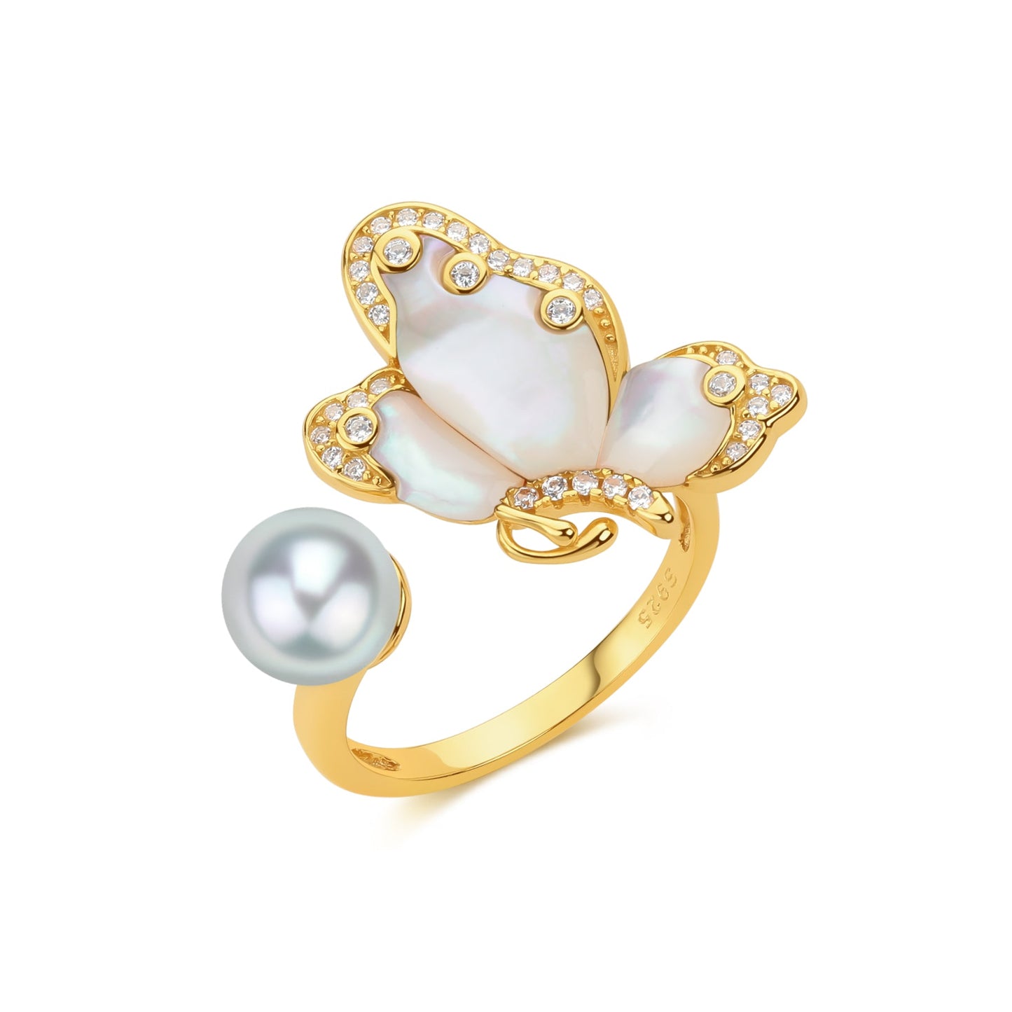 Mother of Pearl Butterfly Ring in Akoya Design