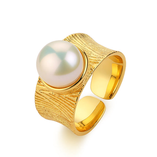 Wide Freshwater Pearl Ring in 7-8mm Size