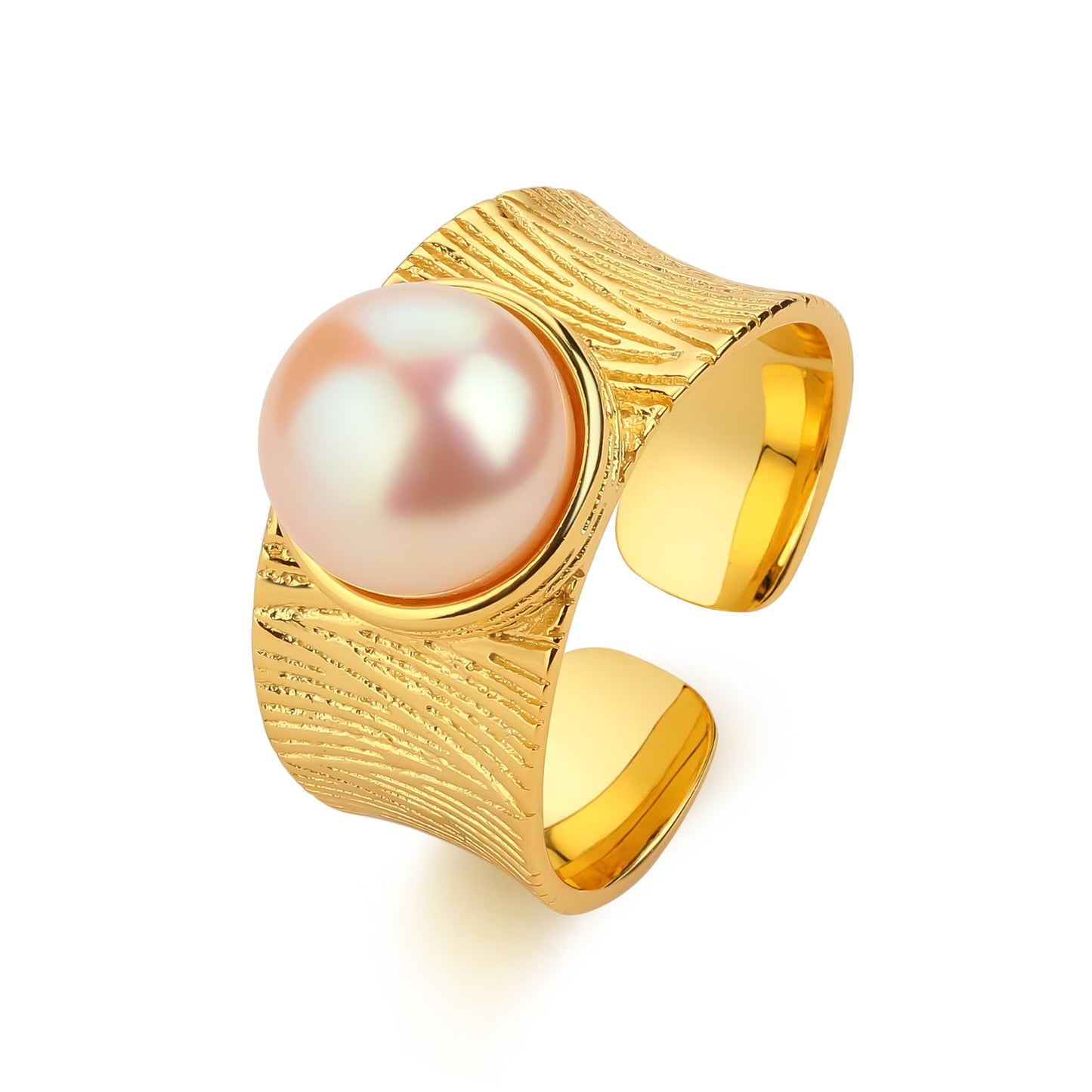 Freshwater Pink Pearl Wide Ring for Women