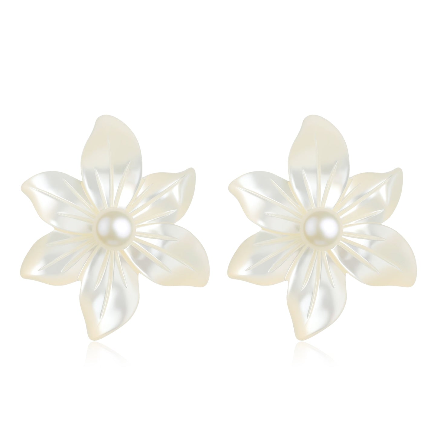 White Orchid Earrings in Freshwater Pearl and Mother of Pearl