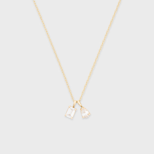 14k Gold Two Stone Necklace Design