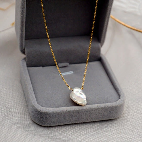 Baroque Pearl Petal Pendant Necklace