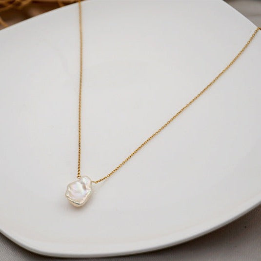 Baroque Pearl Petal Pendant Necklace