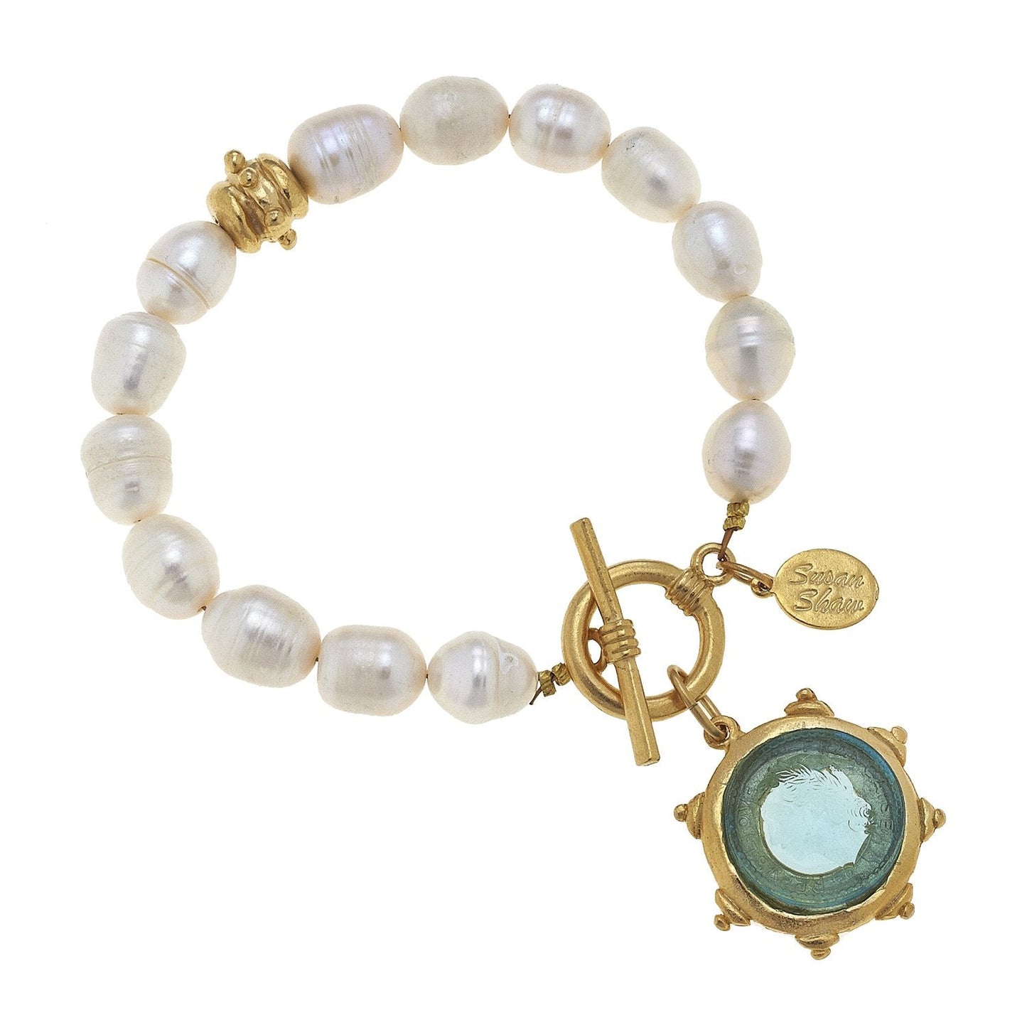 Venetian Glass Bracelet with Coin Pearls