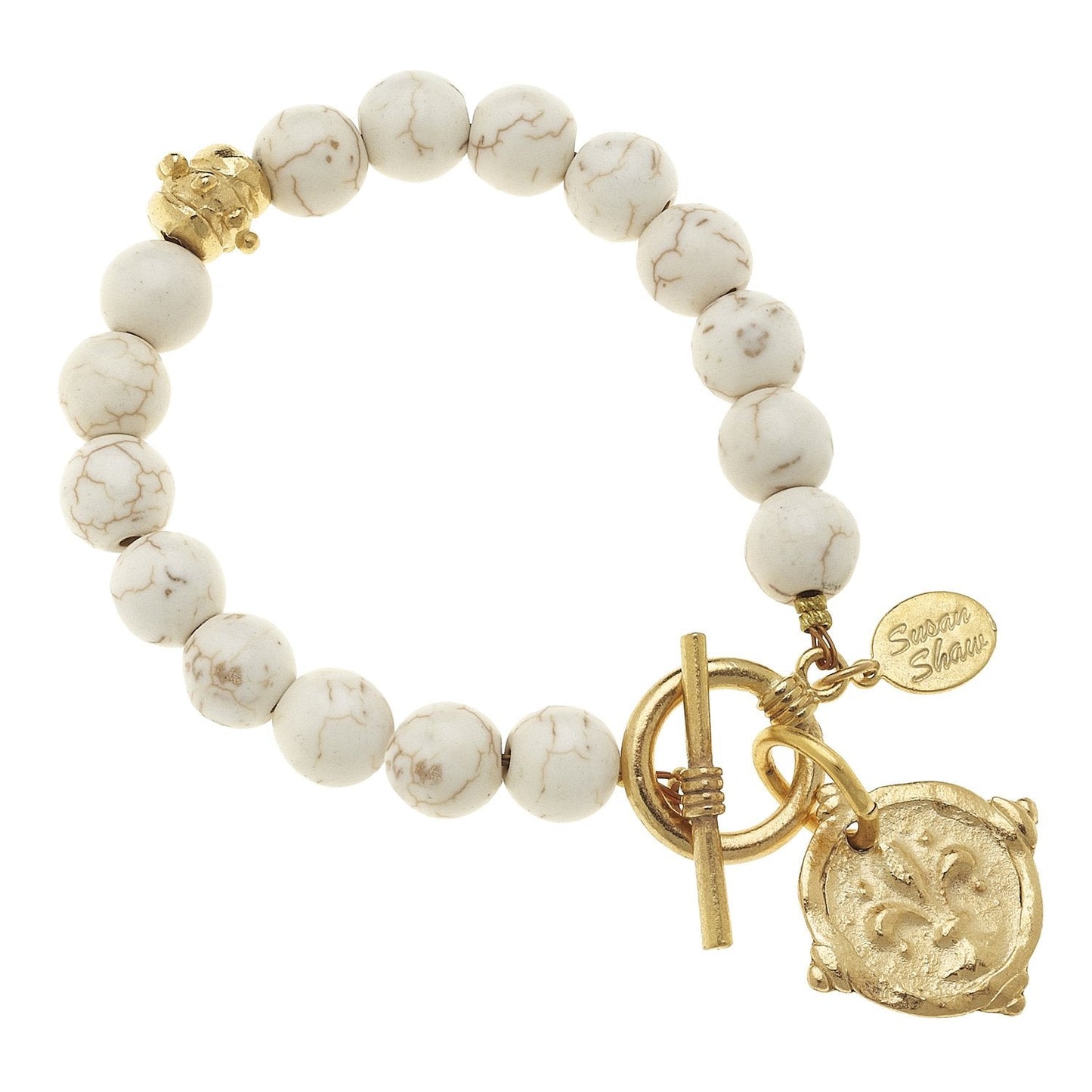 Fleur-De-Lis Design Stone Bracelet