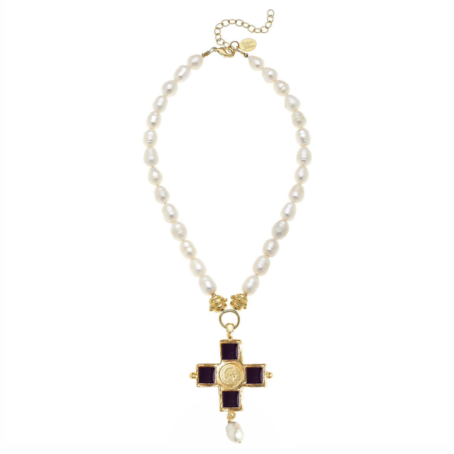 Charlotte Cross Pearl Necklace