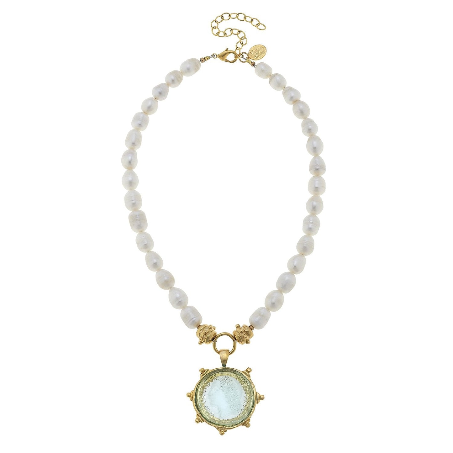 Venetian Glass Pearl Intaglio Necklace