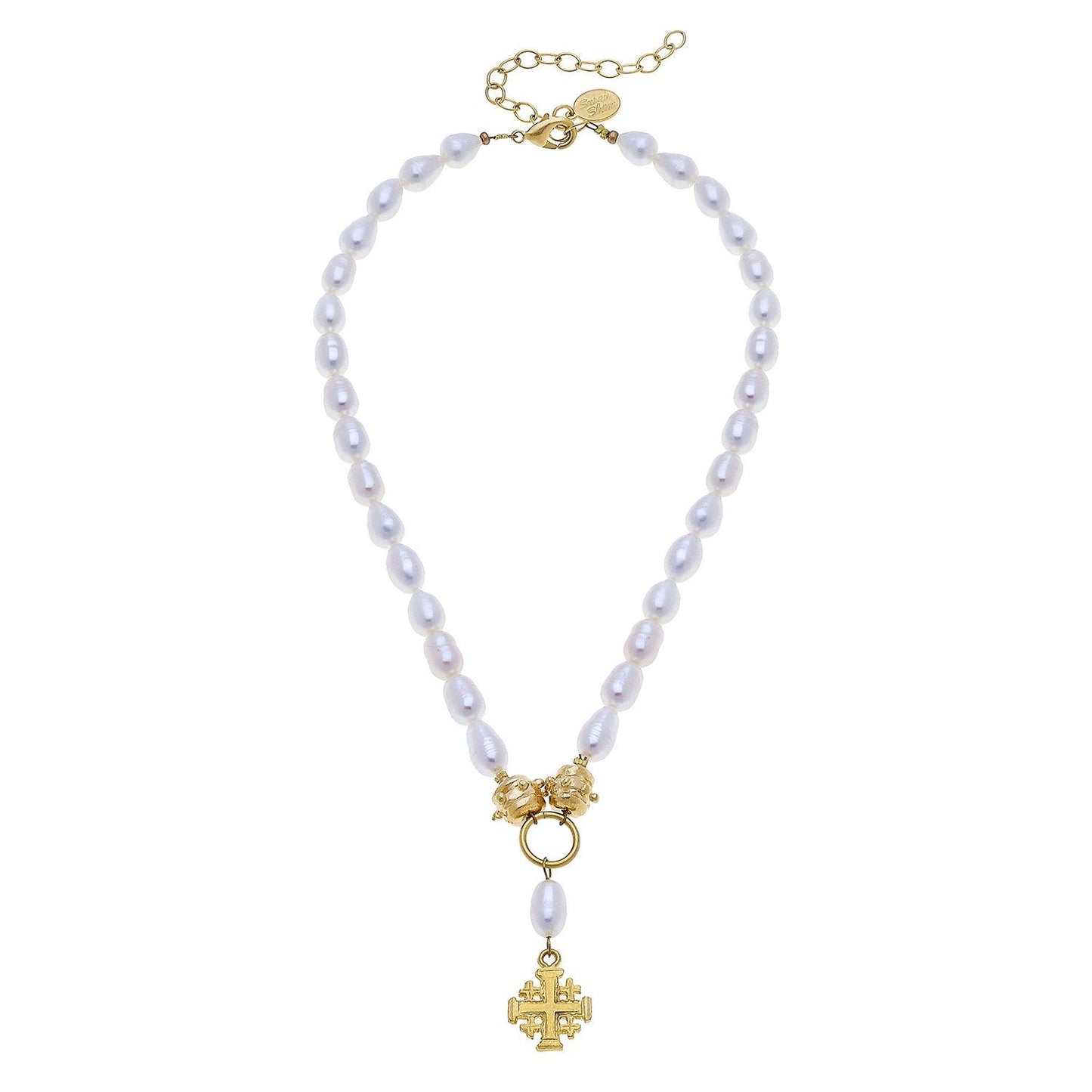 Freshwater Pearl Necklace with Jerusalem Cross Design