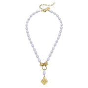 Jerusalem Cross Freshwater Pearl Necklace