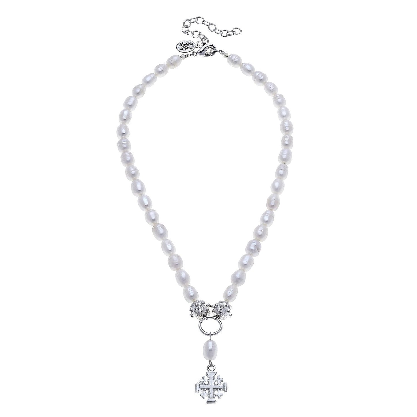 Freshwater Pearl Necklace with Jerusalem Cross Design