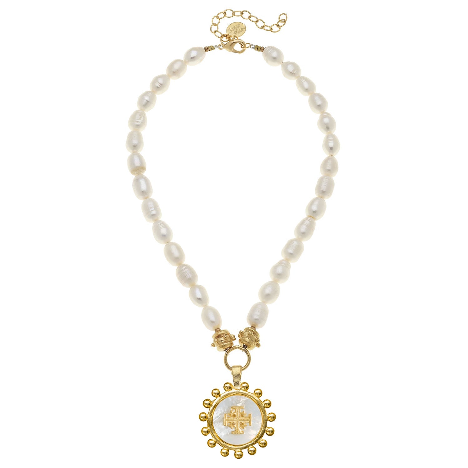 Mother of Pearl Jerusalem Cross Pearl Necklace