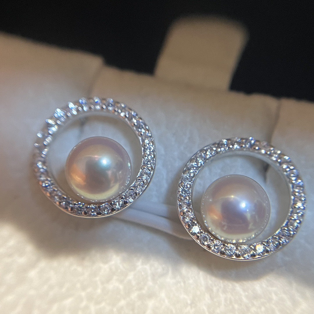 Hoop Zirconia Pearl Earrings