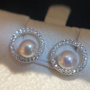 Hoop Zirconia Pearl Earrings