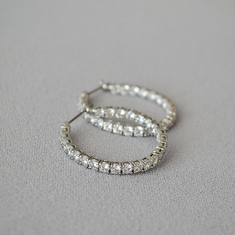 Zirconia Circle Hoop Earrings - Classic & Minimalist