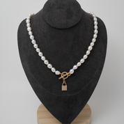 Freshwater Pearls Lock Pendant Necklace