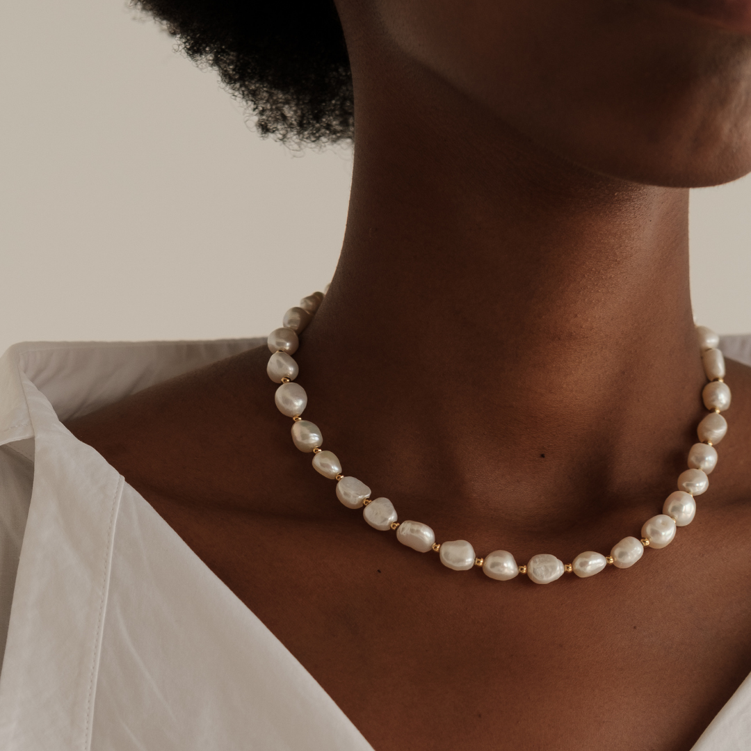 Pearl Necklace, Bracelet, and Earrings Set