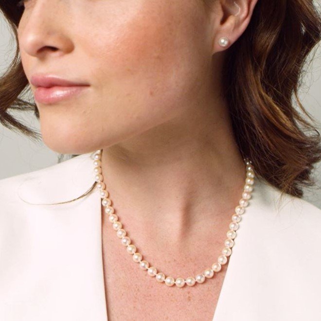 White Akoya Pearl Necklace in AA+ Quality 3