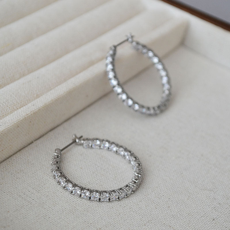 Zirconia Circle Hoop Earrings - Classic & Minimalist