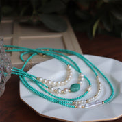 Fresh Turquoise and Freshwater Pearl Necklace with Agate Beads