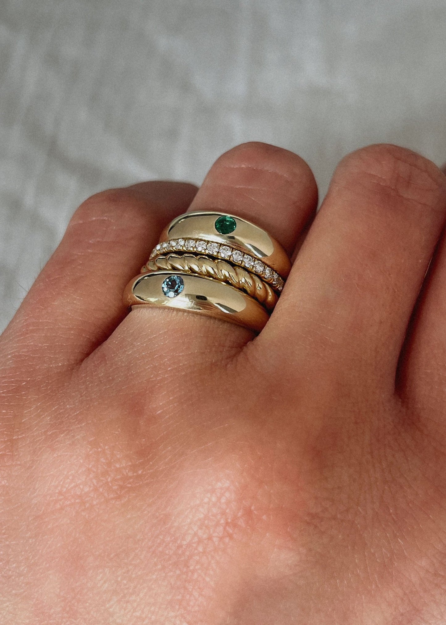 Emerald Birthstone Dome Ring in Silver