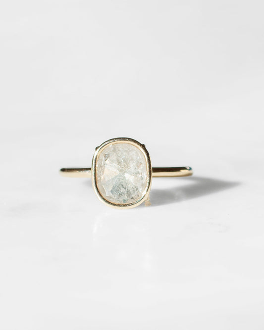 Icy Oval Diamond Floating Ring in 14K Gold