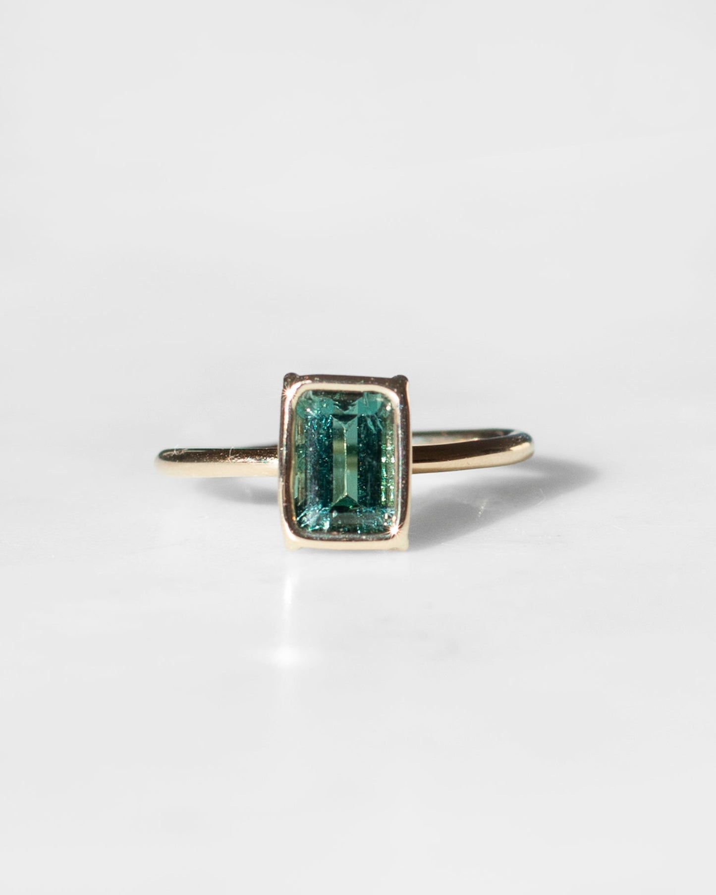 Floating 14K Green Tourmaline and Diamond Rings