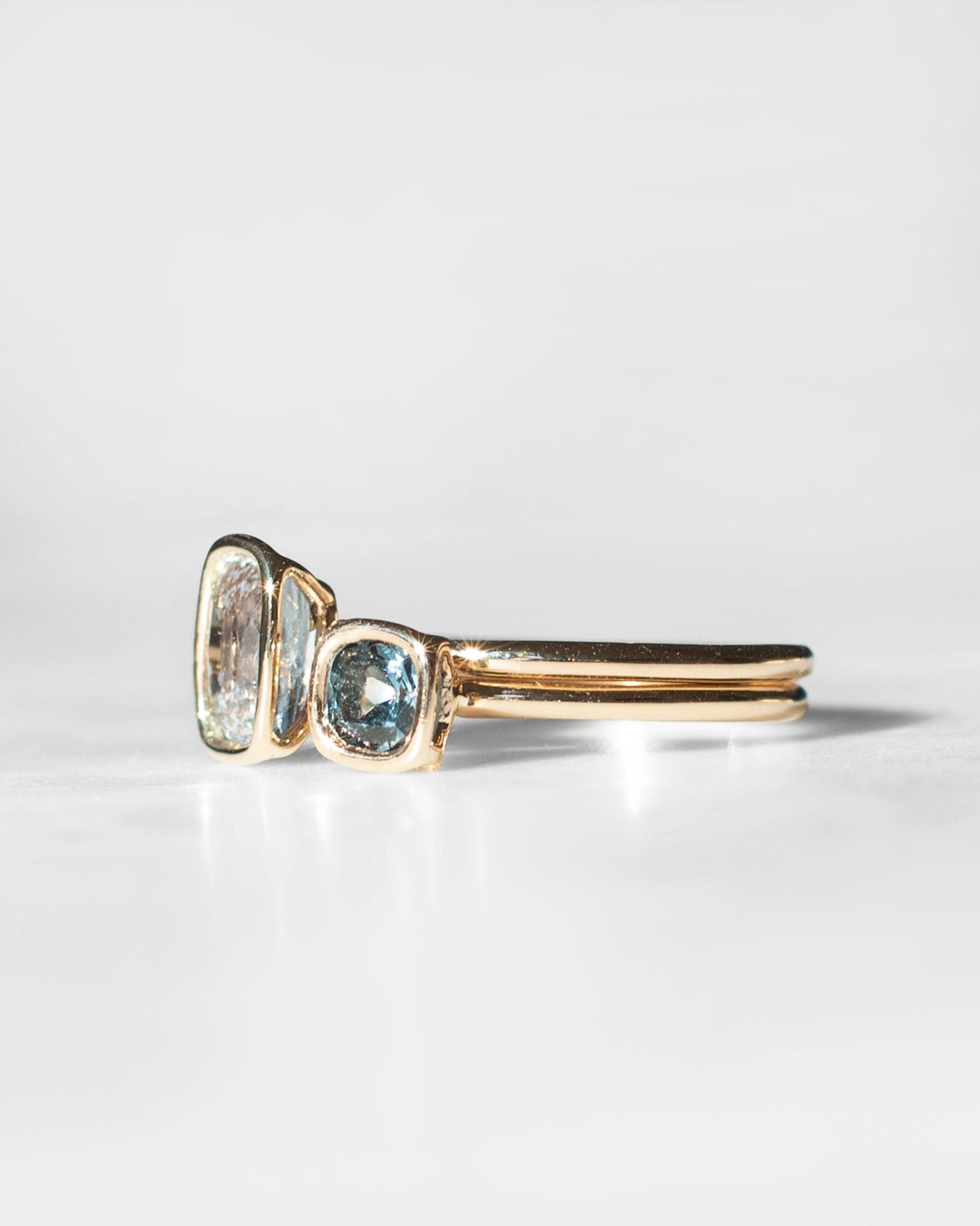 Pale Blue Sapphire 14K Floating Ring