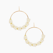 White Crown Flower Hoop Earring