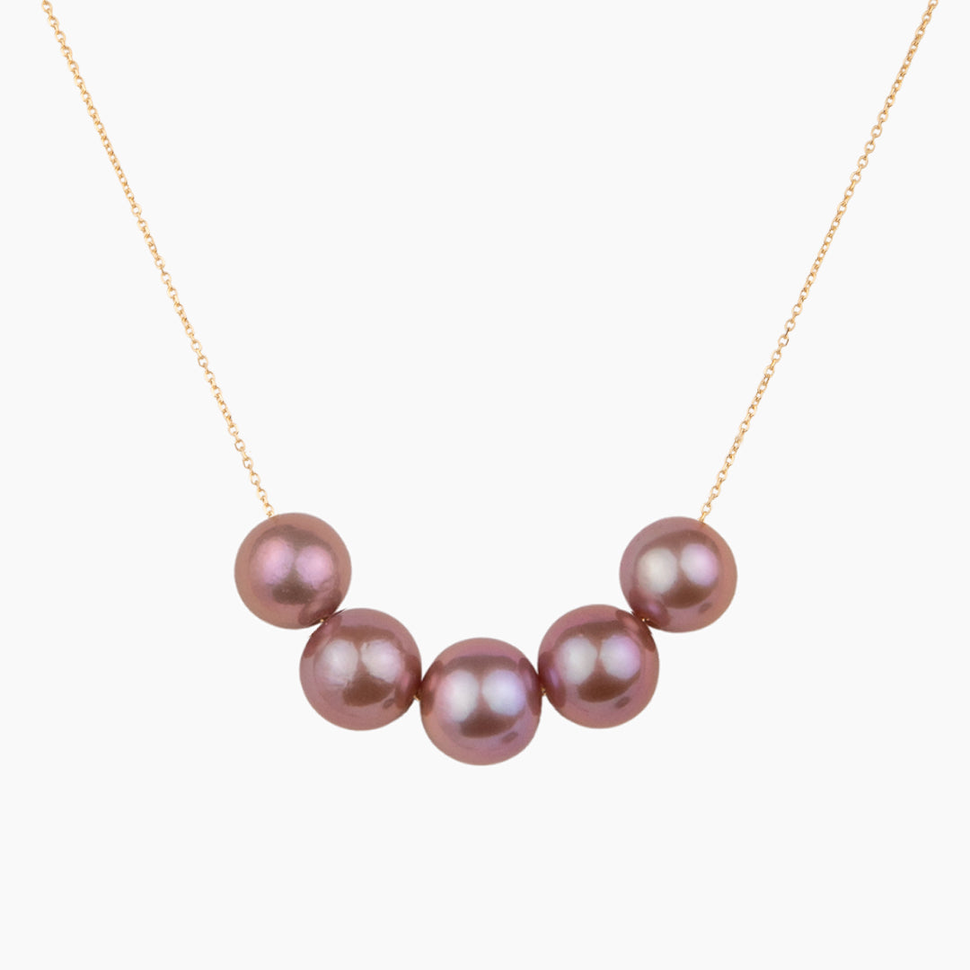 Floating Five Pink Pearl Necklace