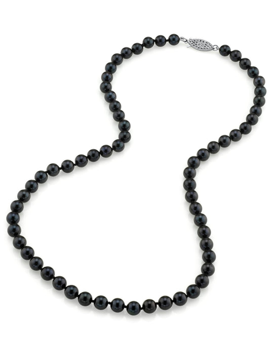 Black Akoya Pearl Necklace 6.0 to 6.5mm AAA Quality