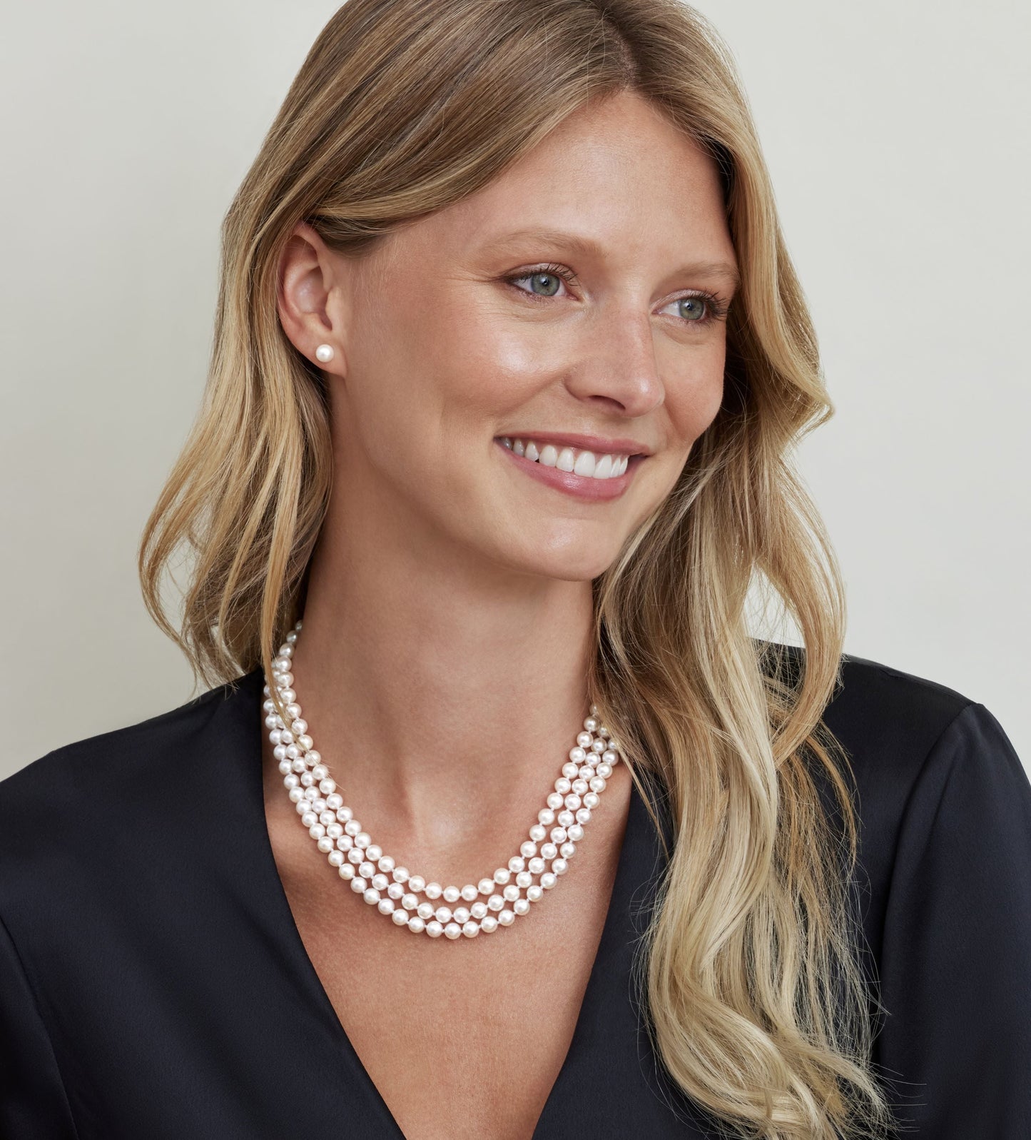 Triple Strand White Akoya Pearl Necklace Design