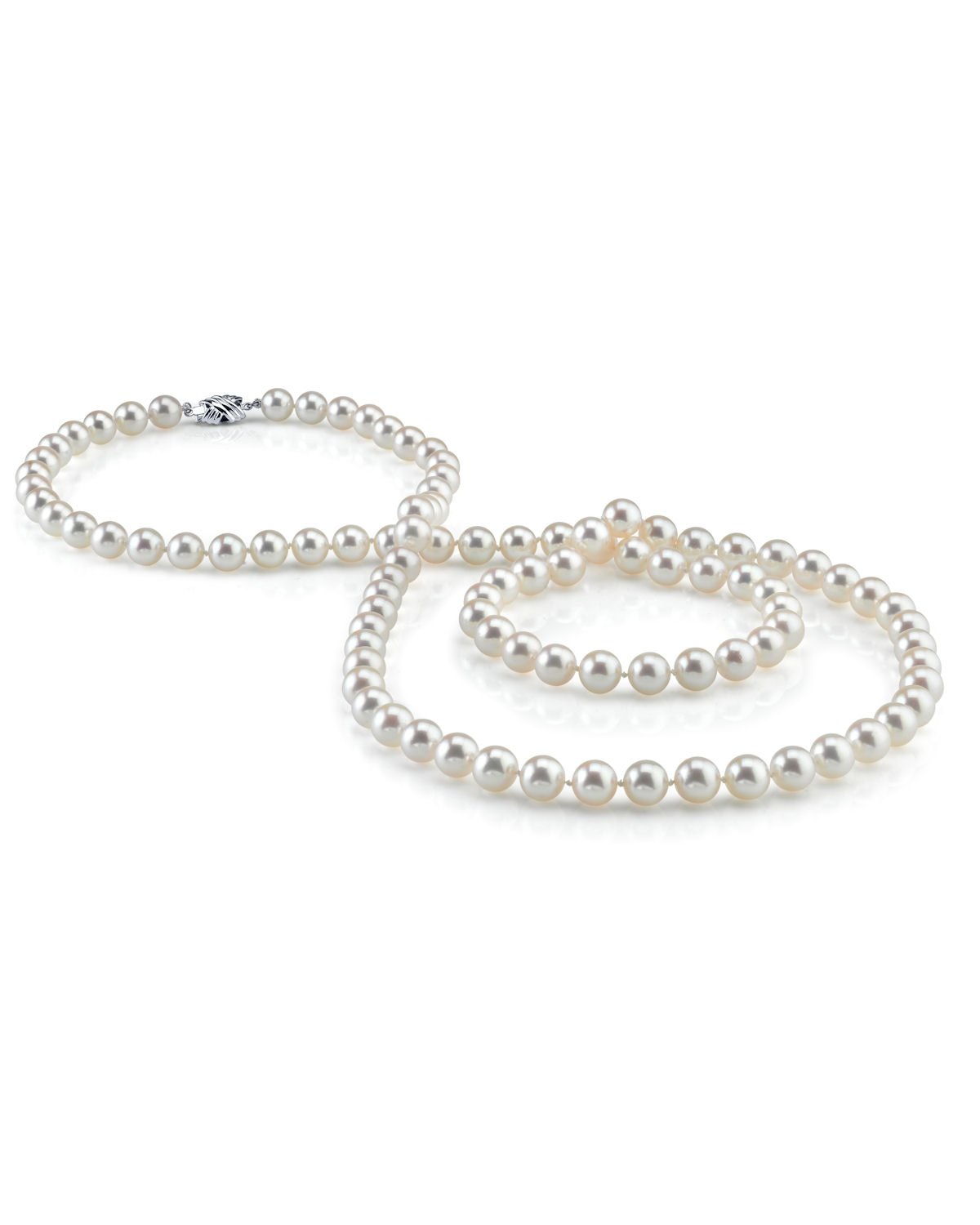 White Akoya Pearl Necklace in Opera Length 1