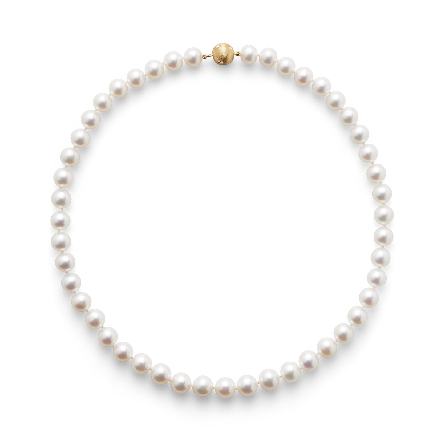 White Pearl Necklace with Gold Accents 7mm