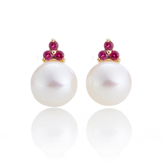 Pearl and Ruby Earrings with Elegant Design