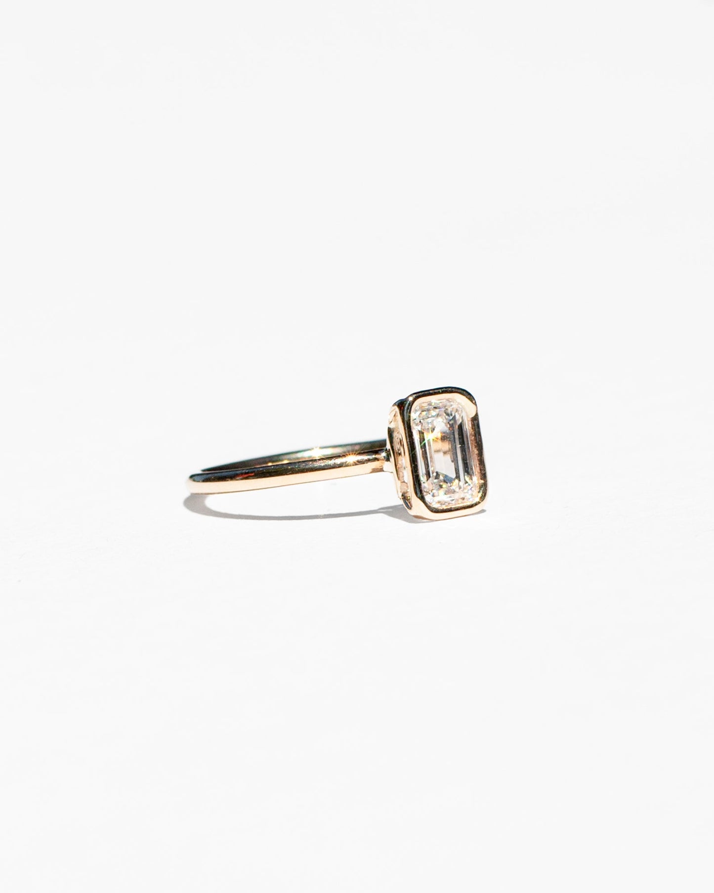 Emerald Cut Lab Diamond Floating Ring in 14K Gold