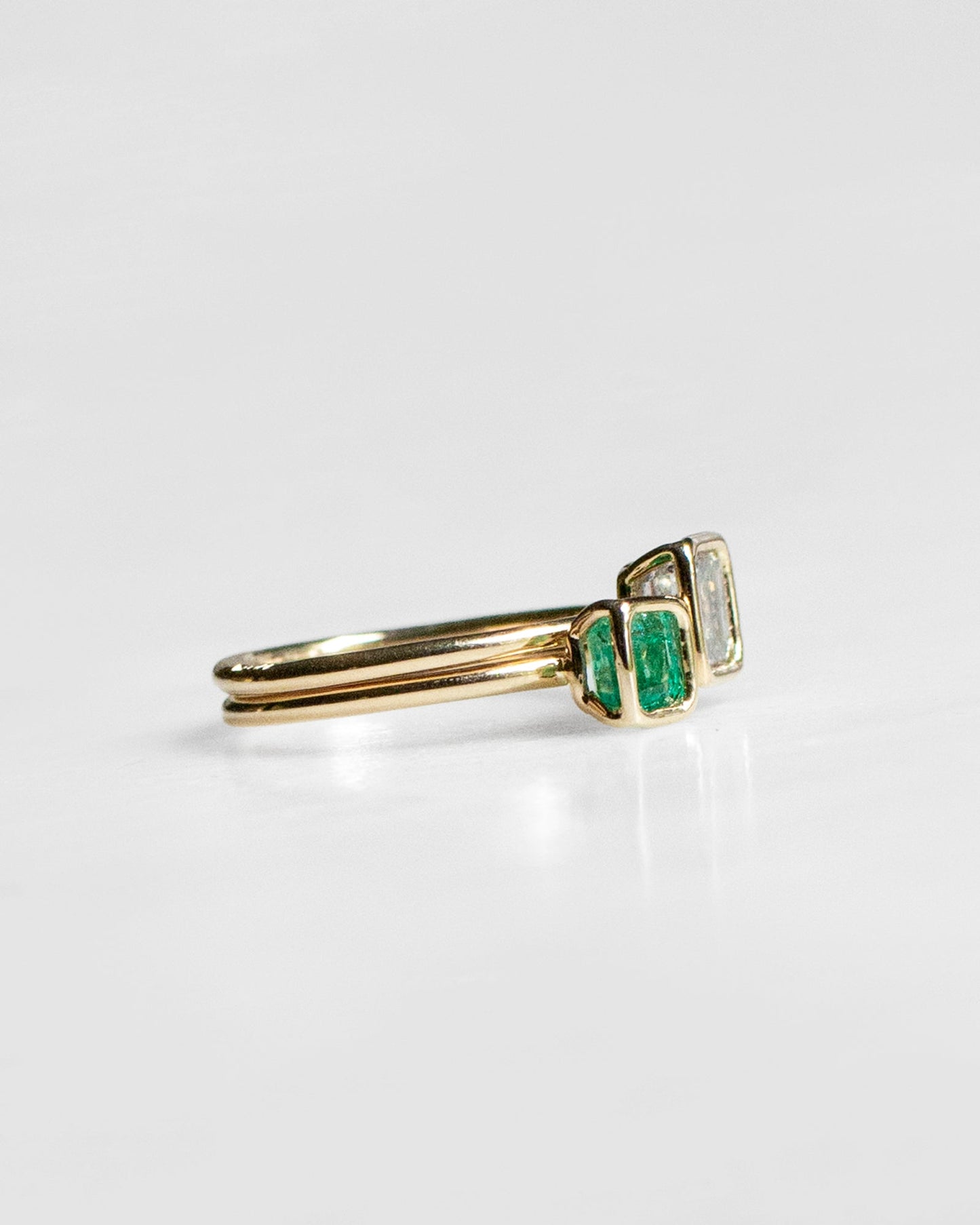 14K Diamond and Emerald Toi et Moi Rings