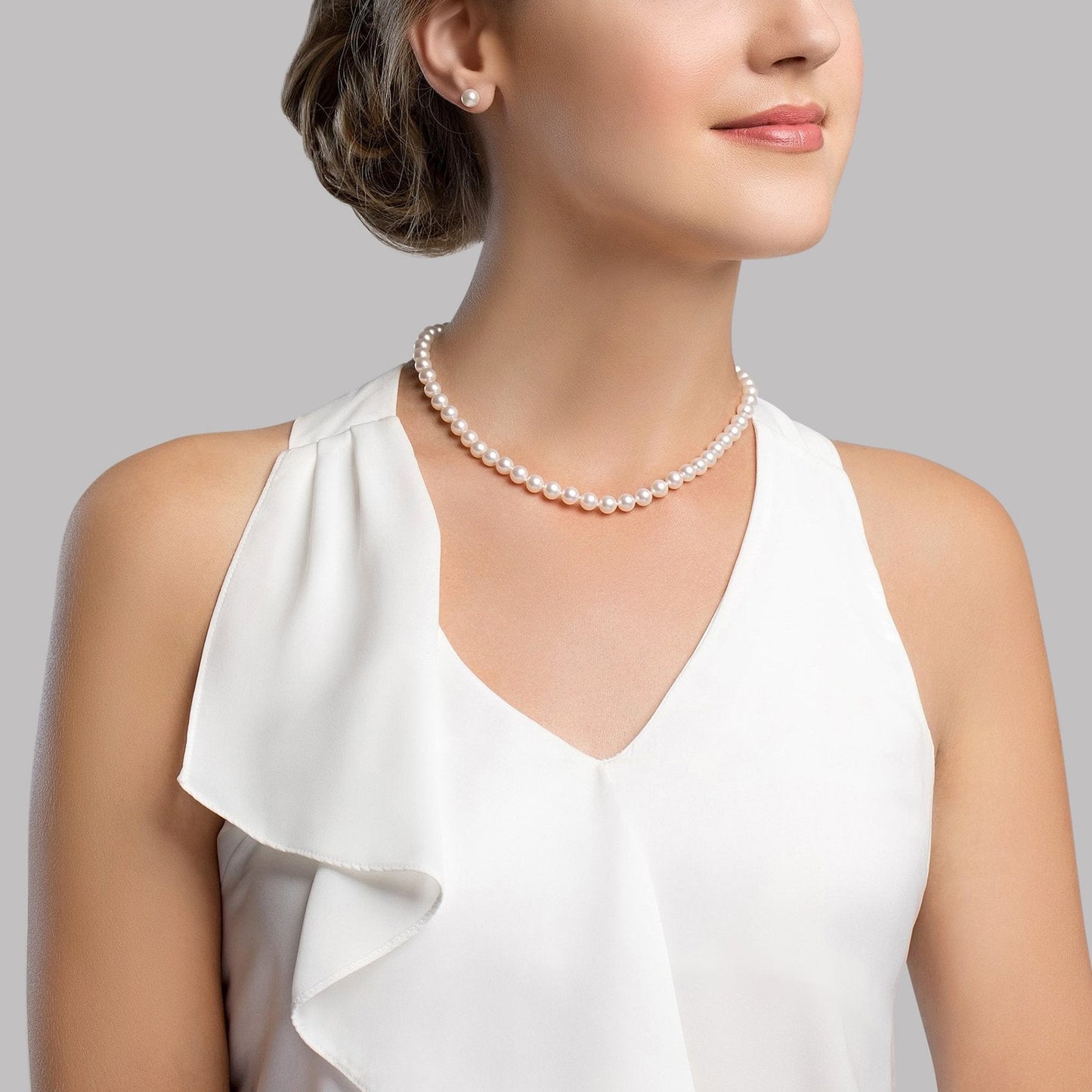 White Pearl Necklace 5.5-6.0mm Akoya Style