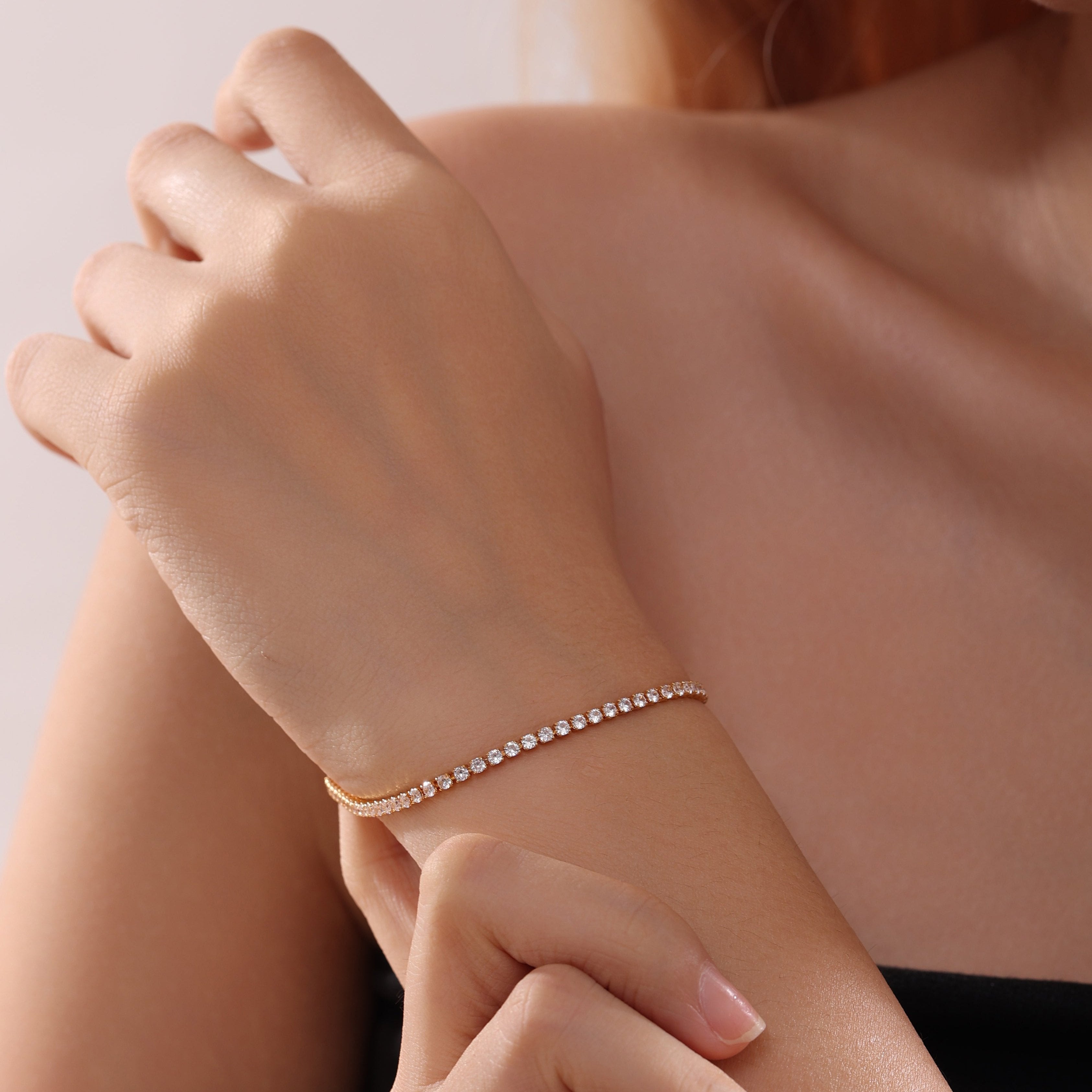 Thin CZ Stone Chain Bracelet