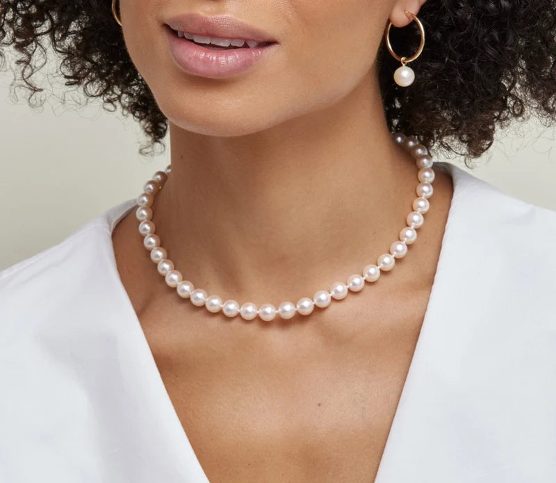 White Hanadama Akoya Pearl Necklace 8.0 to 8.5mm