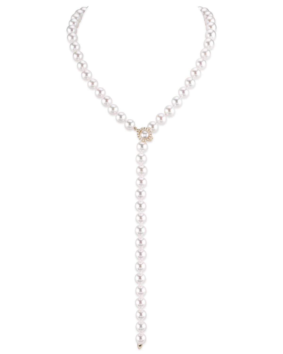 Adjustable White Akoya Pearl and Diamond Necklace