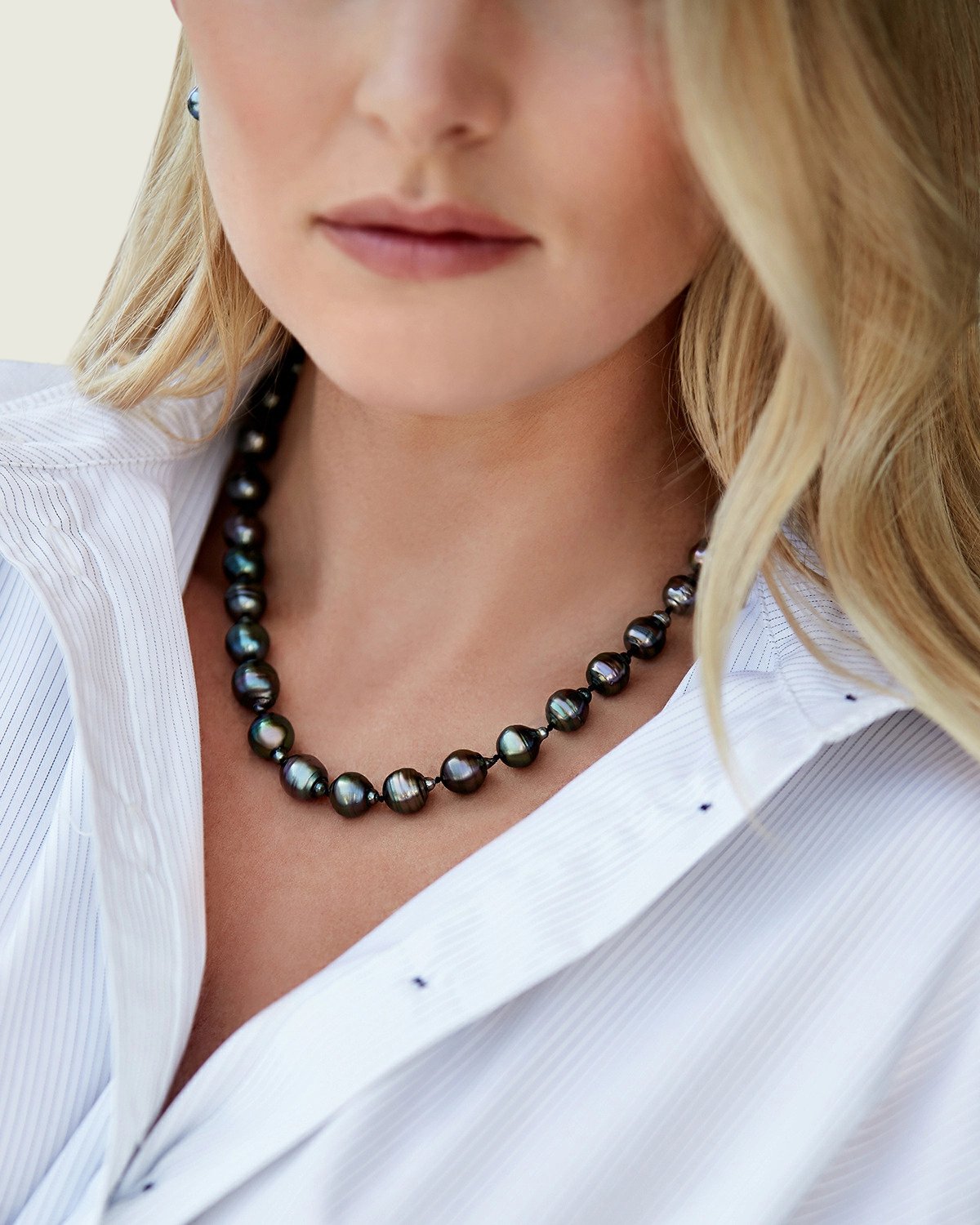 Black Tahitian Pearl Drop-Shape Necklace 9.0-11.0mm