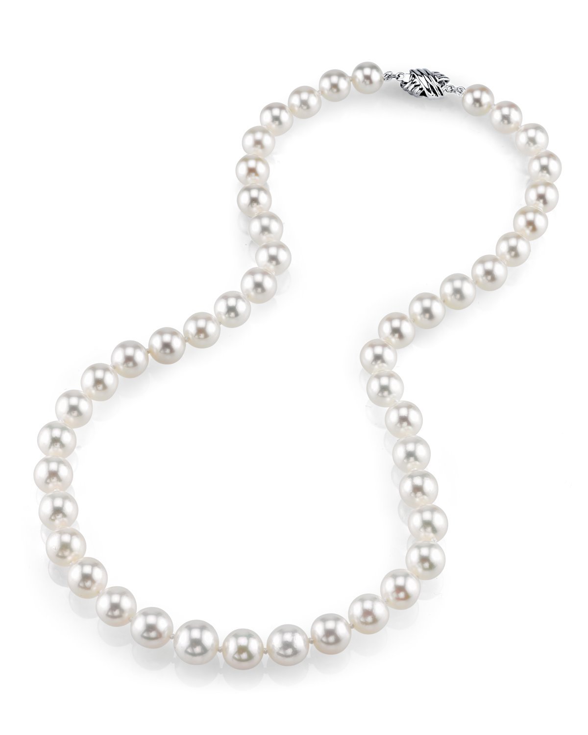 Graduated White Akoya Pearl Necklace in AAA Quality