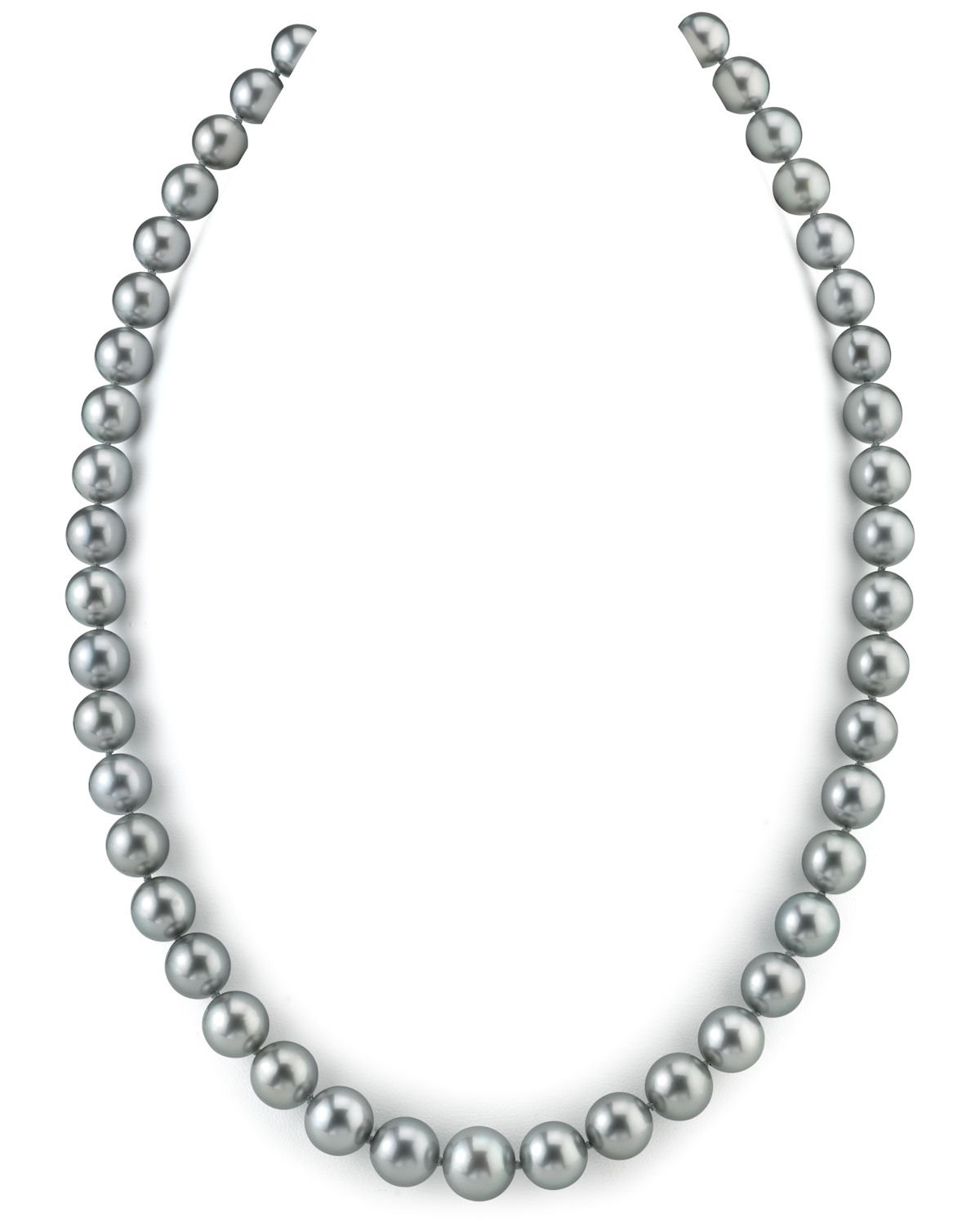 Silver Tahitian Round Pearl Necklace AAAA Quality